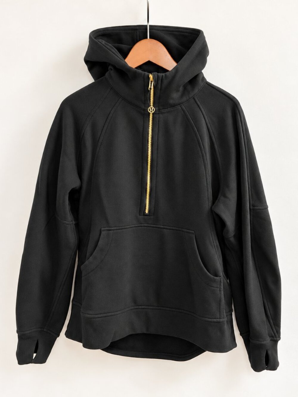 Lululemon Black Half-Zip Hoodie Gold Zipper - WOMEN S/M